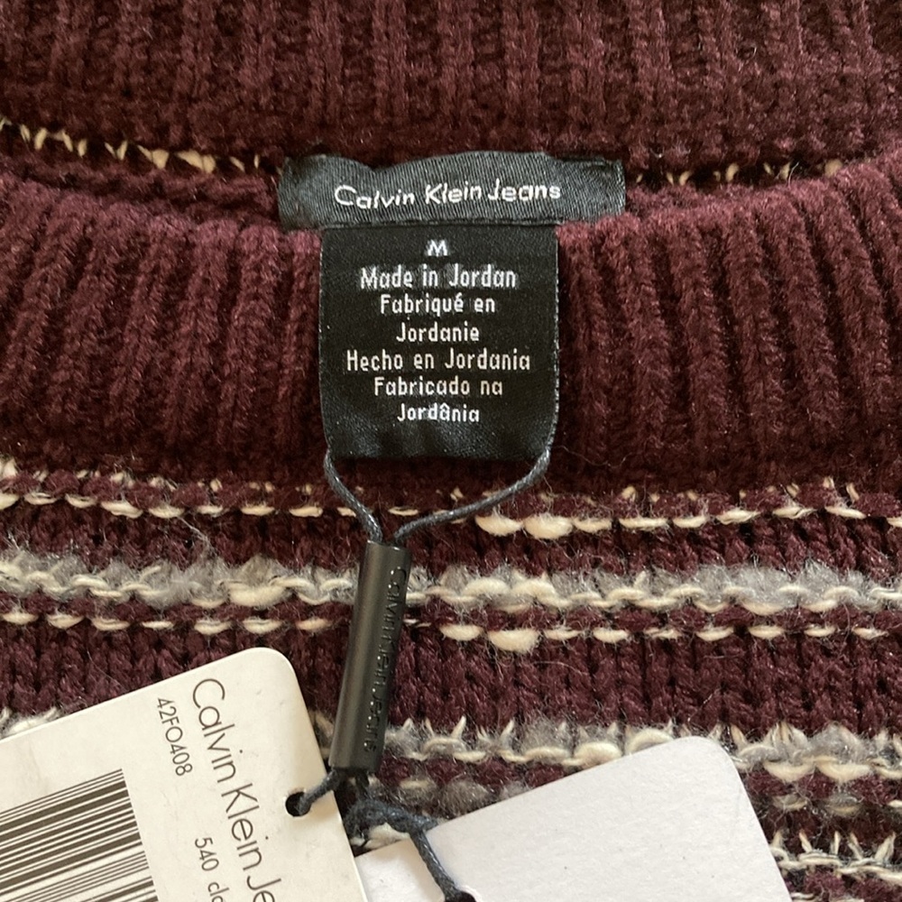 Calvin Klein Jeans Co. women’s med. striped sweater plum gray black new - Picture 3 of 8